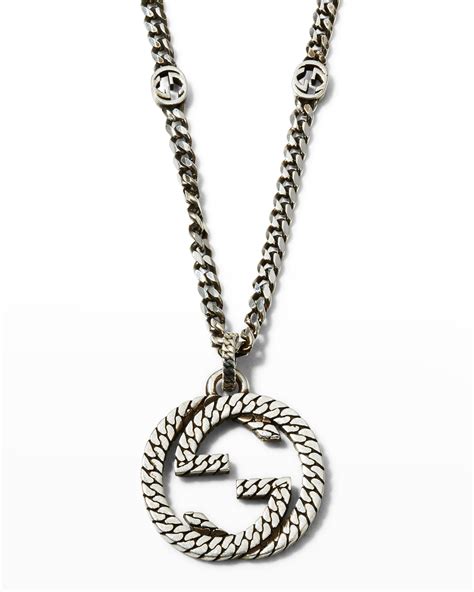 gucci silver chains for men|gucci interlocking g necklace men's.